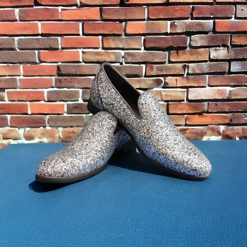 MEN'S FREDERICO LEONE SILVER SPARKLE TUXEDO SHOE. FS354.